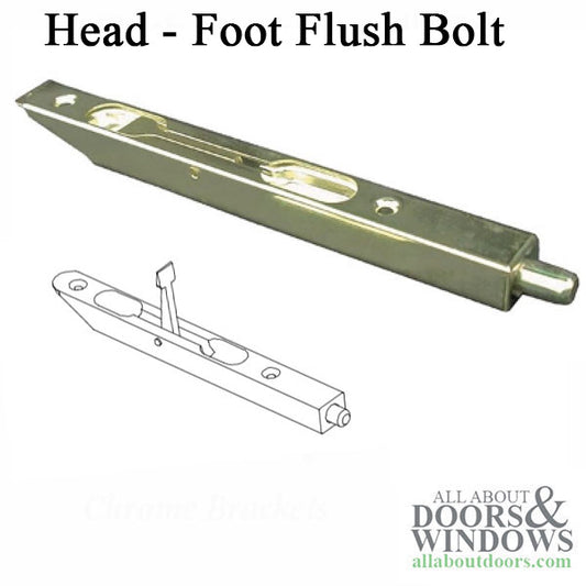 Head-Foot or Jamb Flush Bolt - Solid Brass