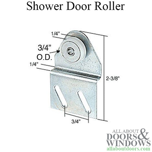 Shower door roller: 3/4 Flat Wheel w/ Bracket