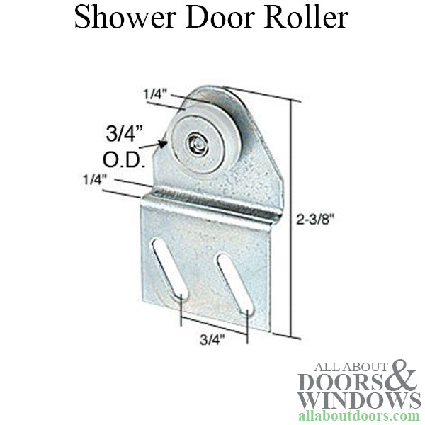 Shower door roller: 3/4 Flat Wheel w/ Bracket - Shower door roller: 3/4 Flat Wheel w/ Bracket