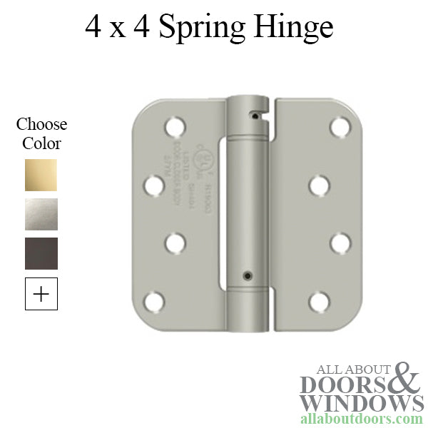 Spring Hinge 4 x 4 x 5/8 Radius Corner, Deltana Single Action - Choose Color - Spring Hinge 4 x 4 x 5/8 Radius Corner, Deltana Single Action - Choose Color