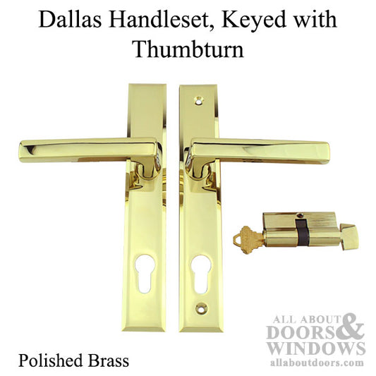 Dallas Contemporary Lever Handle, Keyed Active with Thumbturn,  M1643 / 2161N Set - Polished Brass