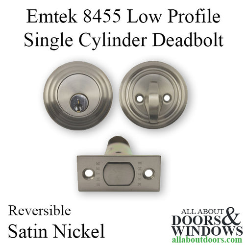 Emtek Low Profile Deadbolt (8455) in Satin Nickel - Emtek Low Profile Deadbolt (8455) in Satin Nickel