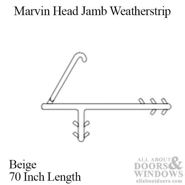 Marvin Single and Double Hung Head Jamb Parting Stop Weatherstrip V945 Beige - Marvin Single and Double Hung Head Jamb Parting Stop Weatherstrip V945 Beige