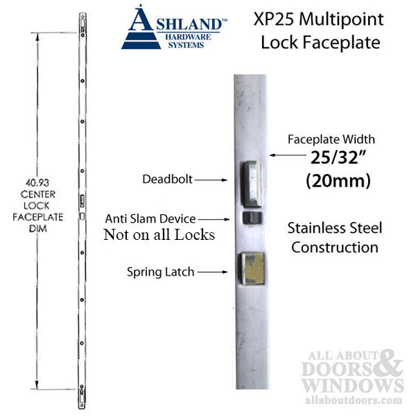 Ashland Multipoint Lock XP25 3 point Shootbolt 60mm Backset 20mm Faceplate - Ashland Multipoint Lock XP25 3 point Shootbolt 60mm Backset 20mm Faceplate