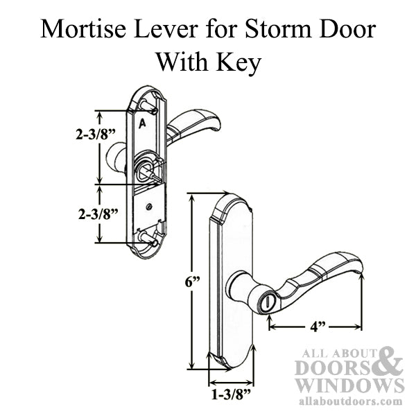 Larson Mortise Lever, 1-3/16 Backset, Storm Door with Key - Larson Mortise Lever, 1-3/16 Backset, Storm Door with Key