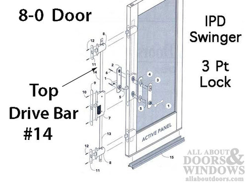 Auxiliary Locking Module Drive Bar / Rod, IPD 8-0 Door - Top - Auxiliary Locking Module Drive Bar / Rod, IPD 8-0 Door - Top