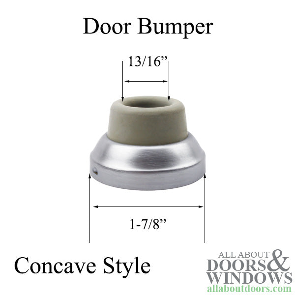 Door Bumper, Wall Mount with Concave bumper, 1-7/8 - Satin Chrome - Door Bumper, Wall Mount with Concave bumper, 1-7/8 - Satin Chrome