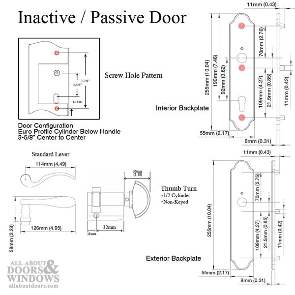 Lock Trim; Munchen M112PL / 3965N, Inactive Door -Satin Nickel - Lock Trim; Munchen M112PL / 3965N, Inactive Door -Satin Nickel