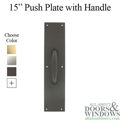 3-1/2 x 15 Pull Plate with Handle, Solid Brass - 3-1/2 x 15 Pull Plate with Handle, Solid Brass