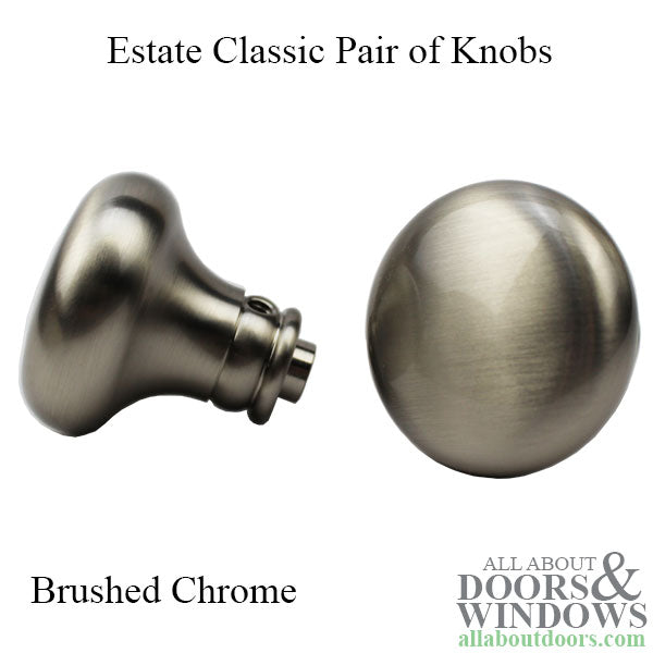 Baldwin Estate Classic Pair of Knobs Brushed Chrome - Baldwin Estate Classic Pair of Knobs Brushed Chrome