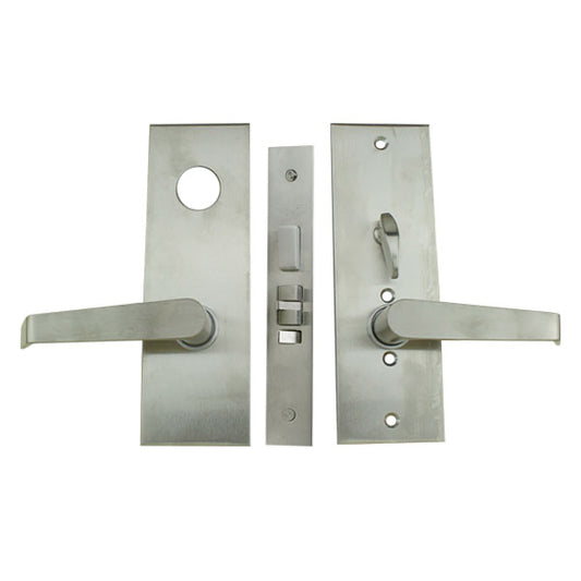 Marks Hotel Lever and Plate Mortise Lockset Right Hand Reverse Satin Chrome