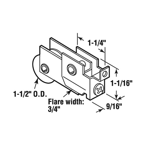 Sliding Door Roller 1.5 Inch Steel Wheel With F Tab Steel Housing - Sliding Door Roller 1.5 Inch Steel Wheel With F Tab Steel Housing