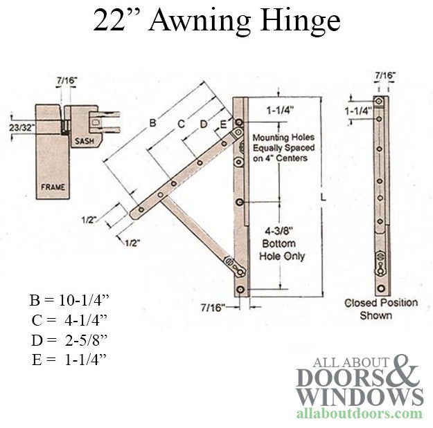 Truth 13.16 Awning Window Hinge and Track, Pairs 22