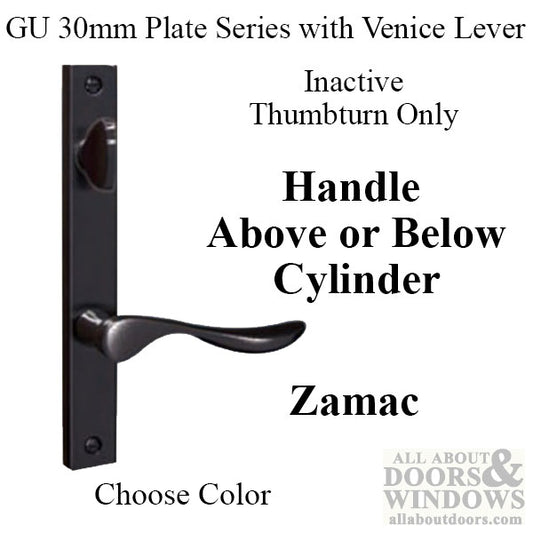 G-U Venice Handle & 30mm Plate, Zamac, Inactive, Thumbturn Only (Handles DO Move) Choose Color