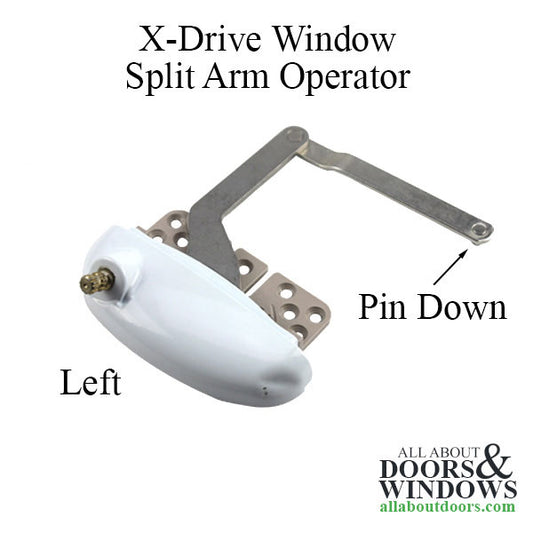 Roto X-Drive Split Arm Operator, Vinyl Window, Stainless LH