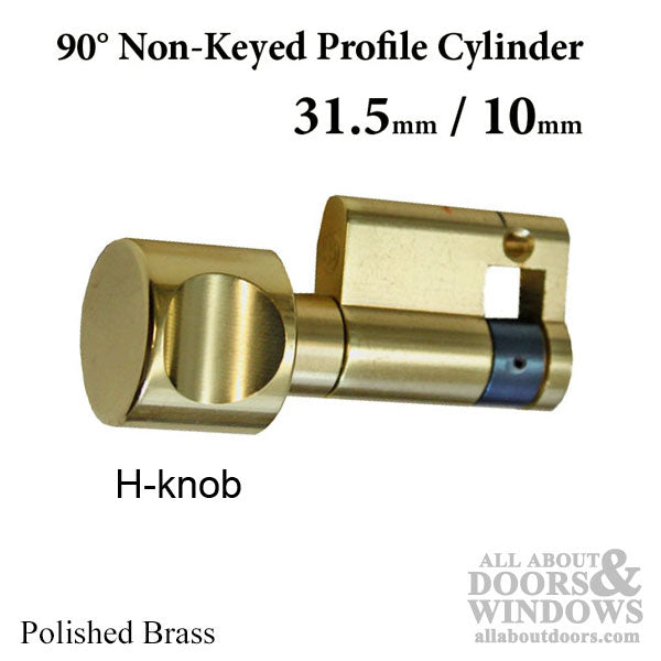 Inactive Non-Keyed 31.5 / 9.5 CES Cylinder H-Knob 1-10/16 Inch Length - Solid Polished Brass - Inactive Non-Keyed 31.5 / 9.5 CES Cylinder H-Knob 1-10/16 Inch Length - Solid Polished Brass