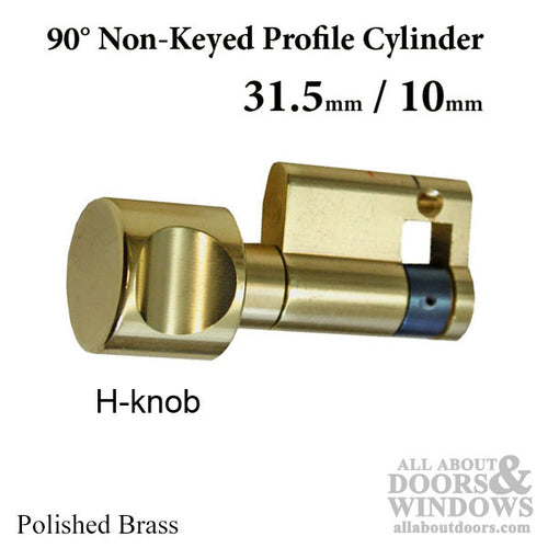 Inactive Non-Keyed 31.5 / 9.5 CES Cylinder H-Knob 1-10/16 Inch Length - Solid Polished Brass - Inactive Non-Keyed 31.5 / 9.5 CES Cylinder H-Knob 1-10/16 Inch Length - Solid Polished Brass