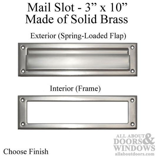 Mail Slot - 3" x 10", Frame Inside - Choose Color