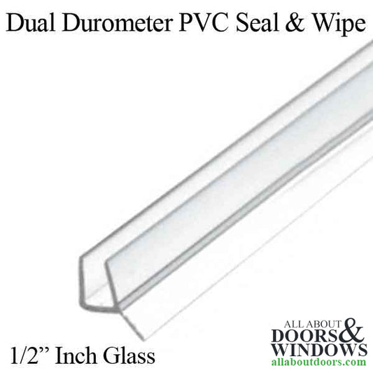 Dual Durometer PVC Seal and Wipe for 1/2" Shower Glass