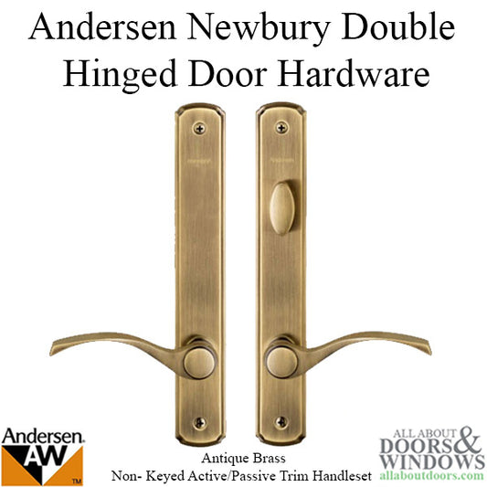 Hardware Kit, Double Door, Newbury, Active / Passive Door - Antique Brass