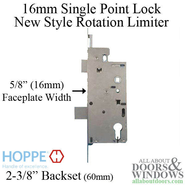 Hoppe Mortise Lock with 1 Inch Deadbolt, 60/92 SPL, Rotation Limiter - Hoppe Mortise Lock with 1 Inch Deadbolt, 60/92 SPL, Rotation Limiter