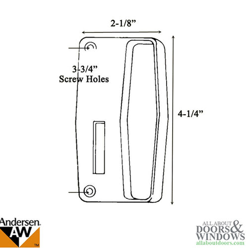 Andersen Inside Interior 3 Panel Patio Screen Door Handle - White - Andersen Inside Interior 3 Panel Patio Screen Door Handle - White