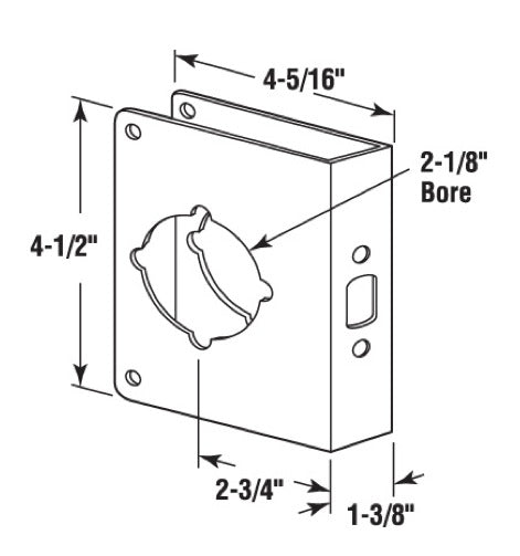 Discontinued - Door Reinforcer - 2-3/4 BS - 1-3/8 Door - Stainless Steel - Discontinued - Door Reinforcer - 2-3/4 BS - 1-3/8 Door - Stainless Steel