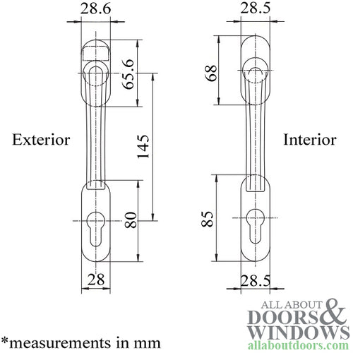 Roto NT R01.1 Balcony -Terrace  Door Handle, Full Set - Roto NT R01.1 Balcony -Terrace  Door Handle, Full Set