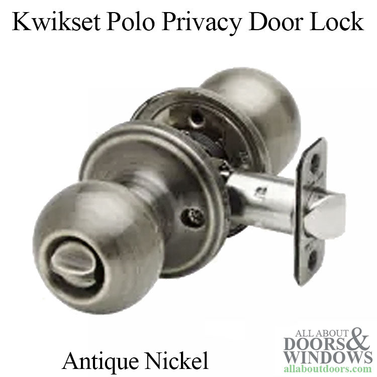 Kwikset  Polo Privacy Door Handle 300P-15AV1, New Chassis with 6AL Latch and RCS Strike  Antique Nickel - Kwikset  Polo Privacy Door Handle 300P-15AV1, New Chassis with 6AL Latch and RCS Strike  Antique Nickel