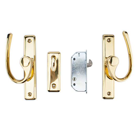 Gliding Door Hardware, French Curved - Bright Brass