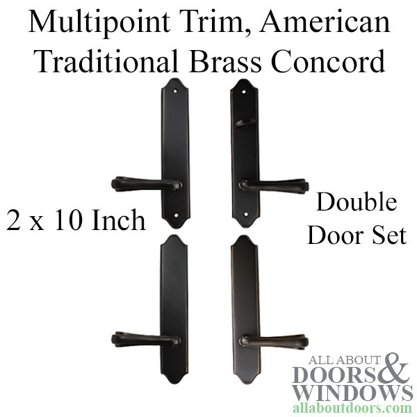 Multipoint Trim, 2 x 10 inch, American, Traditional Brass Concord, Double Door - Multipoint Trim, 2 x 10 inch, American, Traditional Brass Concord, Double Door