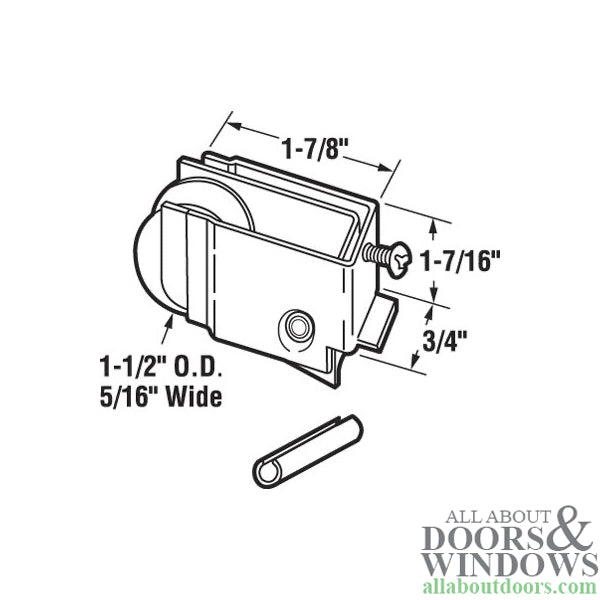 Sliding Door Roller for Lumidor and C.E. Stanley Doors 1.5 Inch Nylon Ball Bearing With Steel Housing - Sliding Door Roller for Lumidor and C.E. Stanley Doors 1.5 Inch Nylon Ball Bearing With Steel Housing