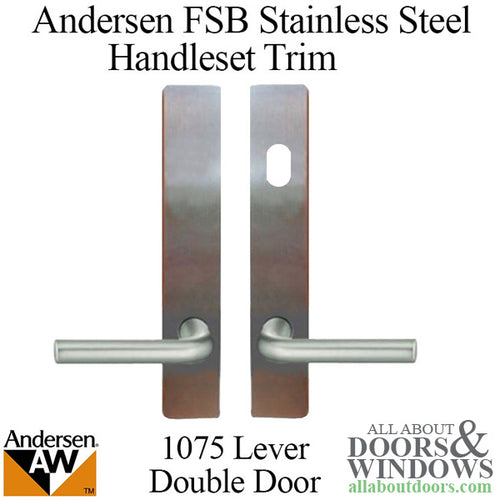 Andersen FSB 1075 Active Trim Set for Double Doors Stainless Steel Finish - Andersen FSB 1075 Active Trim Set for Double Doors Stainless Steel Finish