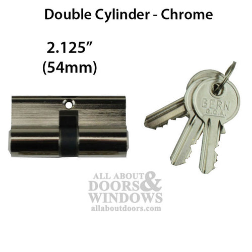 Double Key Gate Lock Profile Cylinder, 54mm - Chrome - Double Key Gate Lock Profile Cylinder, 54mm - Chrome