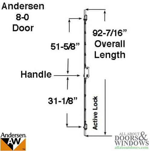 Andersen Multipoint Lock, FWH80 Active Door - Stainless Steel - Andersen Multipoint Lock, FWH80 Active Door - Stainless Steel