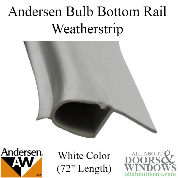 Andersen Weatherstrip, Bulb / Bottom Rail  Perma-Shield Narroline Windows - White - Andersen Weatherstrip, Bulb / Bottom Rail  Perma-Shield Narroline Windows - White