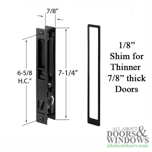 Handle Set For Sliding Patio Door Flush Mount Type with No Handle 6-5/8 Inch Screw Hole Center - Handle Set For Sliding Patio Door Flush Mount Type with No Handle 6-5/8 Inch Screw Hole Center