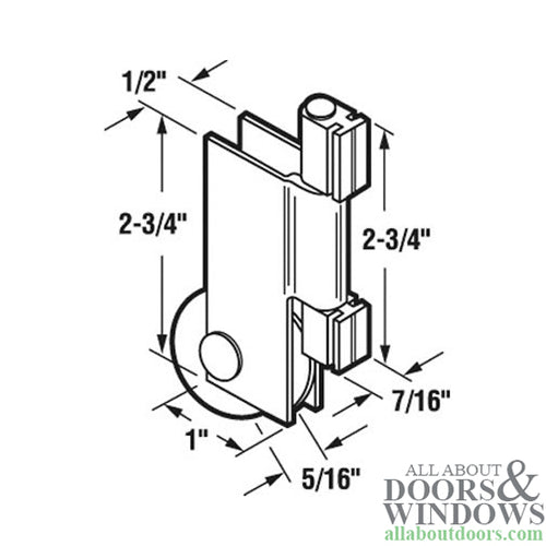 Mirror Door Roller Unit. 1-1/2 inch Wheel - Mirror Door Roller Unit. 1-1/2 inch Wheel