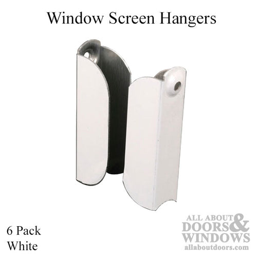 Screen Window Top Hanger, 7/16 Inch, White - 6 Pack - Screen Window Top Hanger, 7/16 Inch, White - 6 Pack