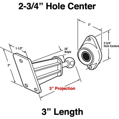 RV Door Holder Rod and Retainer 3 Inch Projection - RV Door Holder Rod and Retainer 3 Inch Projection