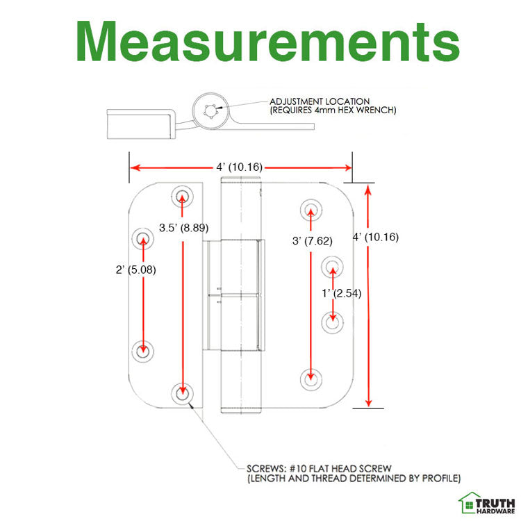 Truth Sentry Hinged Door Adjustable Set Hinge, Left Hand Outswing / Right Hand Inswing, 4 x 4 inches - Truth Sentry Hinged Door Adjustable Set Hinge, Left Hand Outswing / Right Hand Inswing, 4 x 4 inches