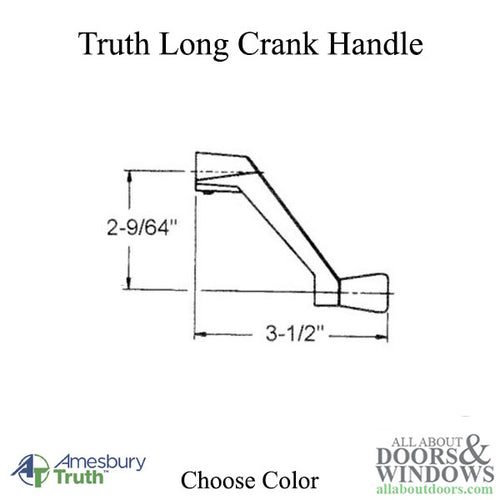 Amesbury Truth Long Length Crank Handle For Casement and Awning Windows 11/32 Inch Spline - Amesbury Truth Long Length Crank Handle For Casement and Awning Windows 11/32 Inch Spline