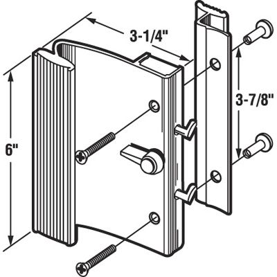 Handle Set for Sliding Patio Door with Extruded Aluminum Inside and Outside Pulls - Handle Set for Sliding Patio Door with Extruded Aluminum Inside and Outside Pulls