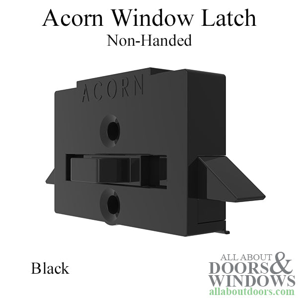 Acorn Plastic Window Latch, Non-Handed - Black - Acorn Plastic Window Latch, Non-Handed - Black