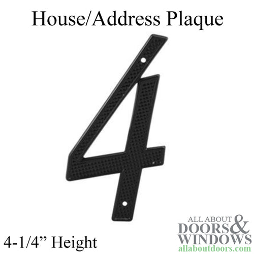 House Numbers 4-1/4 Inch 4 - Black - House Numbers 4-1/4 Inch 4 - Black