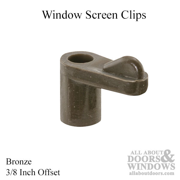 Window Screen Plastic Clips, 3/8 Inch Offset, Bronze - 12 pa - Window Screen Plastic Clips, 3/8 Inch Offset, Bronze - 12 pa