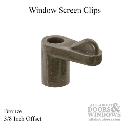 Window Screen Plastic Clips, 3/8 Inch Offset, Bronze - 12 pa - Window Screen Plastic Clips, 3/8 Inch Offset, Bronze - 12 pa