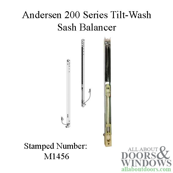 Andersen 200 Series Tilt-Wash Double Hung Window Sash / Channel Balancer, M1456 Stamped Number, 30- - Andersen 200 Series Tilt-Wash Double Hung Window Sash / Channel Balancer, M1456 Stamped Number, 30-