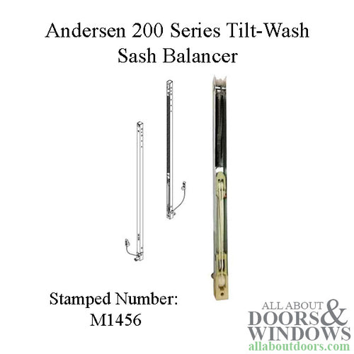 Andersen 200 Series Tilt-Wash Double Hung Window Sash / Channel Balancer, M1456 Stamped Number, 30- - Andersen 200 Series Tilt-Wash Double Hung Window Sash / Channel Balancer, M1456 Stamped Number, 30-