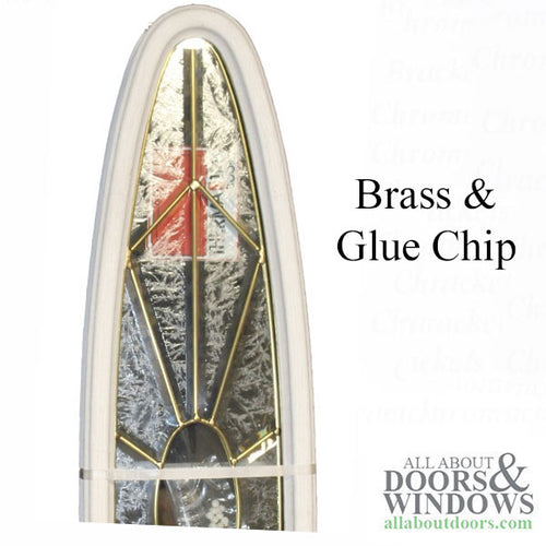 Oval Glass Door lite  8-1/2 x 42   Beveled Leaded Glass, Glue Chip, Brass Caming, White Frame - Oval Glass Door lite  8-1/2 x 42   Beveled Leaded Glass, Glue Chip, Brass Caming, White Frame